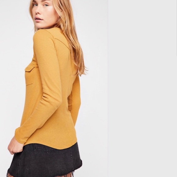 Free People | Starlight Henley Mustard Tee New S - Picture 3 of 8